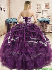 Exquisite Beaded and Pick Ups Purple Quinceanera Dress in Organza