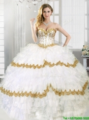 Gorgeous Beaded and Ruffled Layers Sweet 16 Dress in White