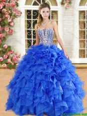Gorgeous Strapless Beaded and Ruffled Quinceanera Dress in Hot Pink