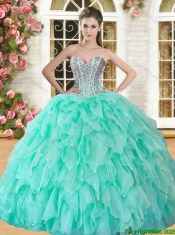 Hot Sale Apple Green Sweet 16 Dress with Beading and Ruffled Layers