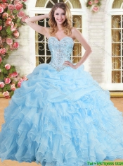 Inexpensive Applique and Ruffled Sweet 16 Dress in Baby Blue