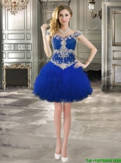 Latest Off the Shoulder Cap Sleeves Detachable Quinceanera Dresses with Beading and Ruffles