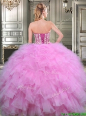 Lovely Beaded and Ruffled Tulle Detachable Quinceanera Dresses in Lilac