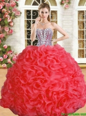 Luxurious Red Big Puffy Quinceanera Dress with Beading and Ruffles