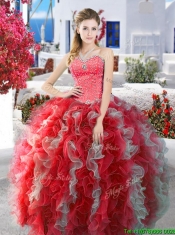 Modest Organza Detachable Quinceanera Dresses with Beading and Ruffles