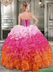 New Arrivals Rainbow Detachable Quinceanera Dresses with Beading and Ruffles
