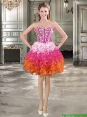 New Arrivals Rainbow Detachable Quinceanera Dresses with Beading and Ruffles