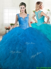 New Arrivals Straps Tulle Quinceanera Dress with Beading and Ruffles