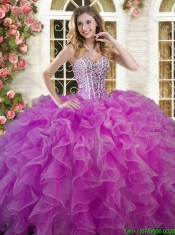 New Style Ruffled and Beaded Sweet 16 Dress in Lilac