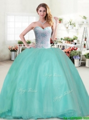 Perfect Big Puffy Apple Green Quinceanera Dress with Beading
