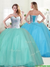 Perfect Big Puffy Apple Green Quinceanera Dress with Beading