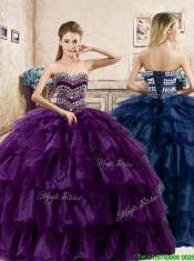 Perfect Big Puffy Organza Quinceanera Dress with Beading and Ruffled Layers