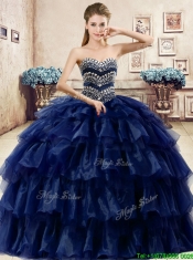 Perfect Big Puffy Organza Quinceanera Dress with Beading and Ruffled Layers