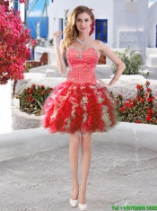 Popular Beaded and Ruffled Detachable Quinceanera Dresses in Red and Grey