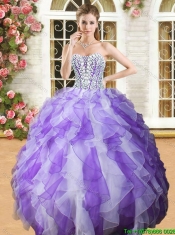 Popular Beaded Bodice and Ruffled Quinceanera Dress in Organza