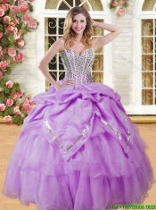 Pretty Beaded and Pick Ups Quinceanera Dress in Lilac for Spring