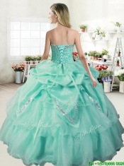 Romantic Apple Green Quinceanera Dress with Beading and Pick Ups for Spring