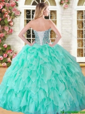 Visible Boning Beaded and Ruffled Quinceanera Dress in Eggplant Purple