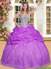 Wholesale Beaded and Pick Ups Sweet 16 Dress in Eggplant Purple