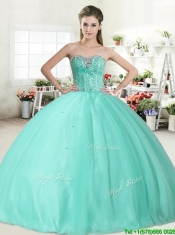 Wonderful Apple Green Quinceanera Dress with Beading for Spring