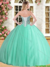 Wonderful Beaded Quinceanera Dress in Apple Green for Spring