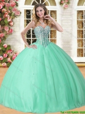 Wonderful Beaded Quinceanera Dress in Apple Green for Spring