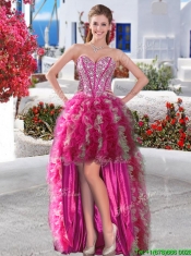 Wonderful Big Puffy Beaded and Ruffled Detachable Quinceanera Dresses in Organza
