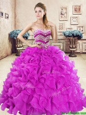 Wonderful Big Puffy Quinceanera Dress with Beading and Ruffles
