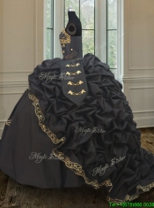 2017 Wonderful Bubble Embroideried and Beaded Black Quinceanera Dress in Taffeta