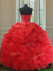 Elegant Visible Boning Bubble Quinceanera Dress with Beading and Ruffles