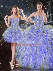 Sweetheart Sleeveless Organza Sweet 16 Dress Beading and Ruffles Lace Up