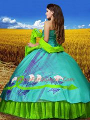 Multi-color Sleeveless Embroidery Floor Length Ball Gown Prom Dress