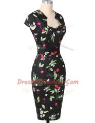 High Class Multi-color Zipper Homecoming Dress Pattern Cap Sleeves Knee Length
