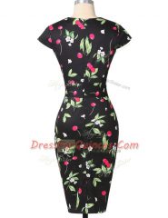 High Class Multi-color Zipper Homecoming Dress Pattern Cap Sleeves Knee Length