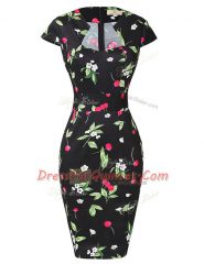 High Class Multi-color Zipper Homecoming Dress Pattern Cap Sleeves Knee Length