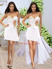 Best Selling White Sleeveless Mini Length Appliques Zipper Evening Dress