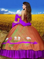 Simple Multi-color Sweetheart Neckline Embroidery Quinceanera Gown Sleeveless Lace Up