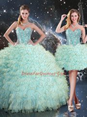 Graceful Floor Length Turquoise Quinceanera Dresses Sweetheart Sleeveless Lace Up
