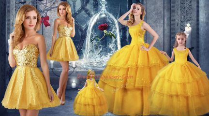 Organza Sleeveless Floor Length Sweet 16 Quinceanera Dress and Ruffled Layers