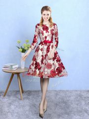 Shining Pattern Dama Dress for Quinceanera Multi-color Lace Up 3 4 Length Sleeve Knee Length