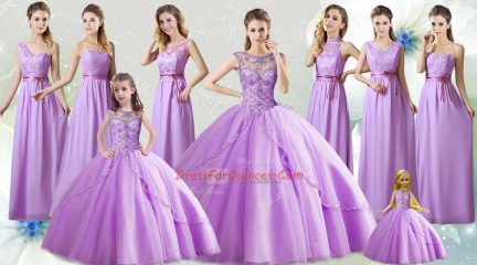 Beauteous Floor Length Ball Gowns Sleeveless Lilac Quinceanera Dresses Lace Up