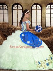 Customized Off The Shoulder Sleeveless Taffeta Sweet 16 Dress Embroidery Lace Up