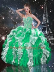 Extravagant Floor Length Multi-color Sweet 16 Dresses Organza Sleeveless Ruffles