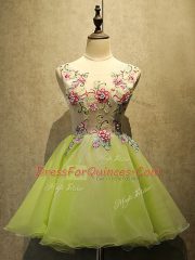 Dramatic Sleeveless Embroidery Lace Up Prom Dresses