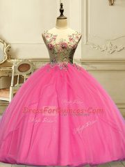 New Arrival Sleeveless Lace Up Floor Length Appliques Sweet 16 Quinceanera Dress
