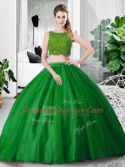 Lace and Ruching Quinceanera Dress Green Zipper Sleeveless Floor Length
