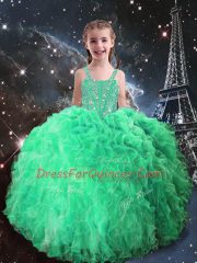 Stylish Sleeveless Beading and Ruffles Lace Up Little Girls Pageant Dress Wholesale