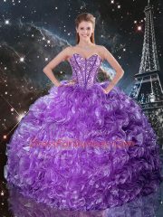 Dynamic Eggplant Purple Sleeveless Beading Floor Length Ball Gown Prom Dress