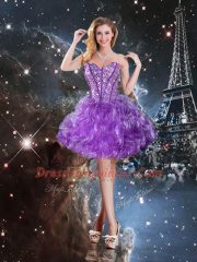 Dynamic Eggplant Purple Sleeveless Beading Floor Length Ball Gown Prom Dress