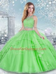 Sleeveless Beading and Lace Floor Length Sweet 16 Quinceanera Dress
